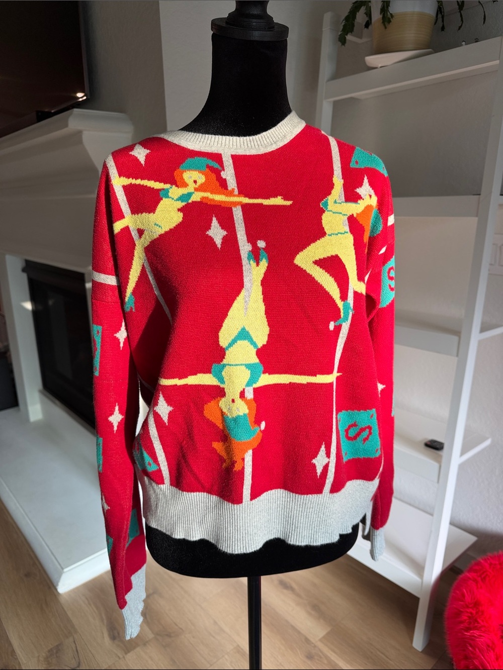 Bad Kitty pole dancing ugly sweater